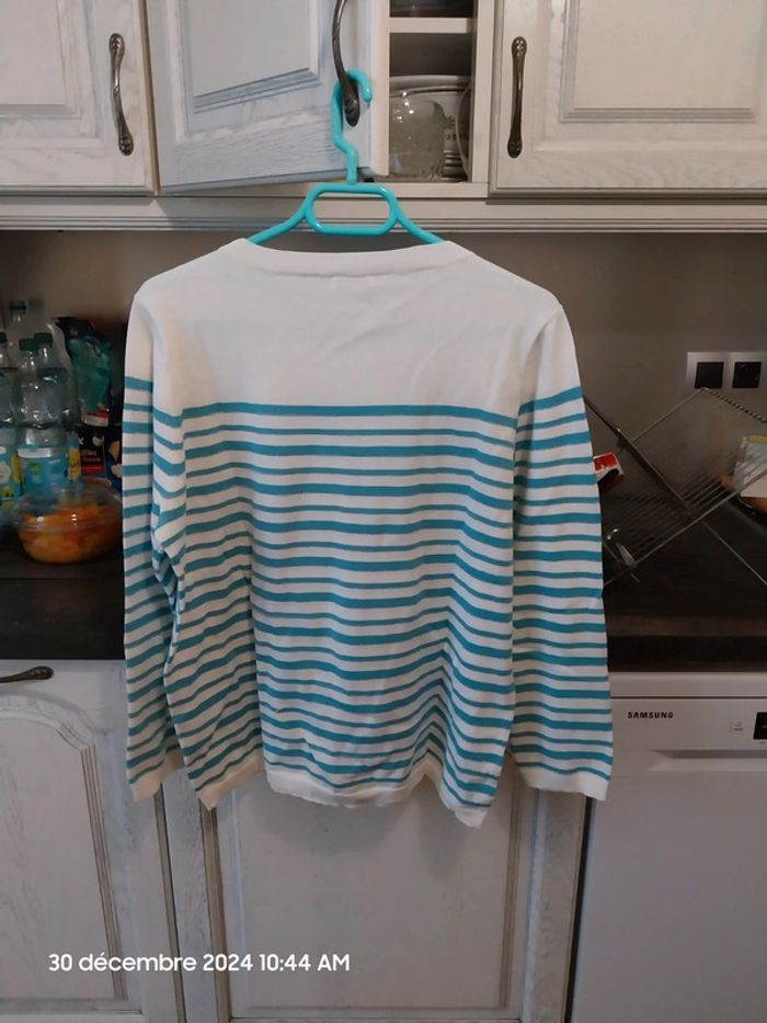 Rayé turquoise - Pull Marinière rayures brillantes – rayé turquoise – 46/48 - Damart - photo numéro 9