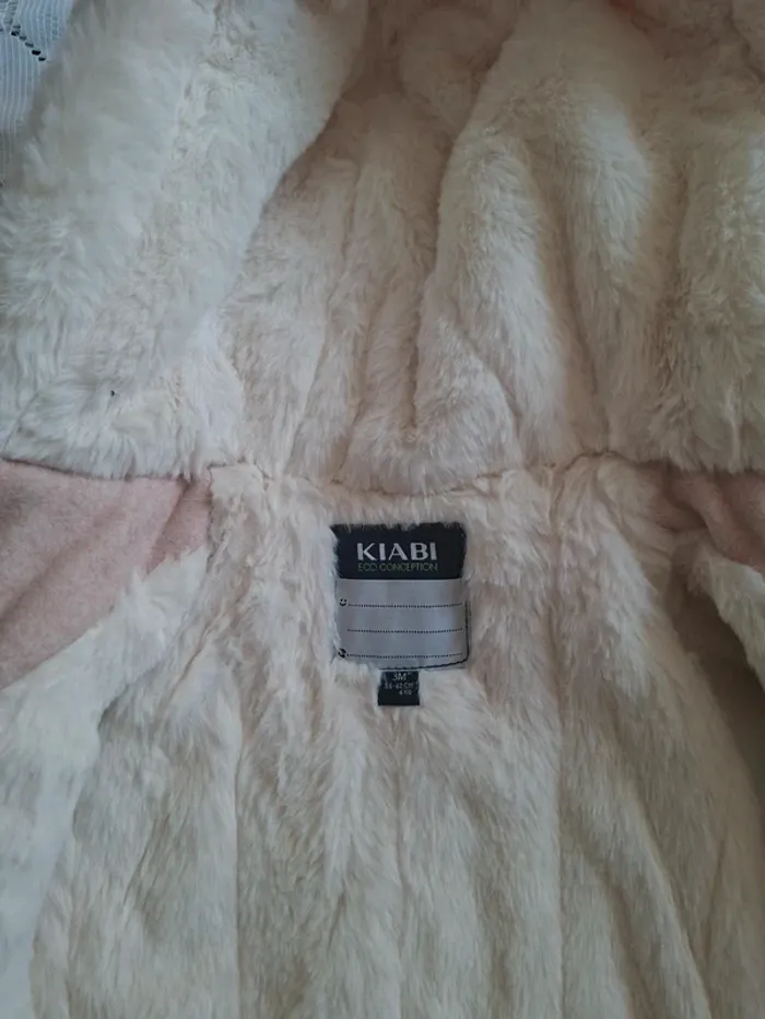 Manteau bébé rose doublé fourrure KIABI 3 mois - neuf - photo numéro 3
