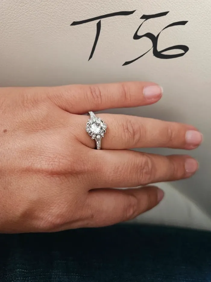 Bague argent pierre zirconium t56