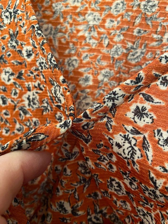 Robe cache coeur volantée orange motifs noirs Pull and Bear taille S - photo numéro 11