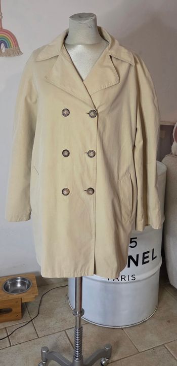 Trench Coat Beige NAF NAF T2 (38/40) – Manteau Classique Élégant – Excellent état