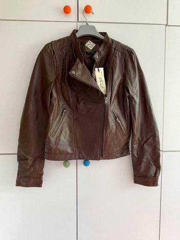 Veste asymétrique en cuir marron taille M Jacqs Leather