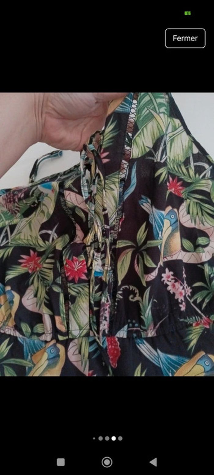 Combishort  fleur fines bretelles femme M&G taille M - photo numéro 5