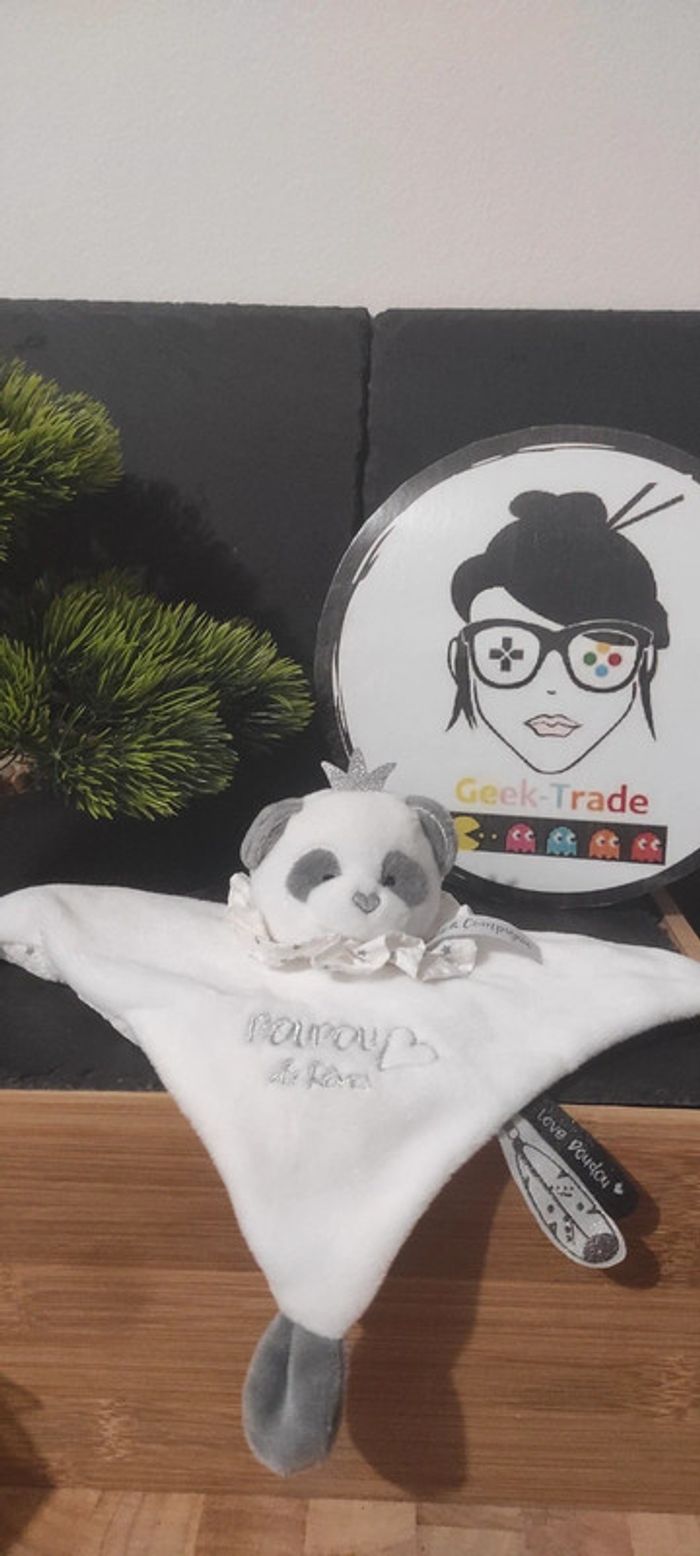 Panda Attrape-rêve Doudou et Compagnie dc3536 gris blanc étoile plume couronne colerette