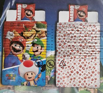 Parure de lit simple (housse de couette + taie d'oreiller) - Super Mario Bros - Nintendo