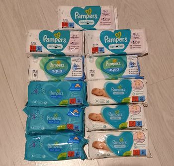 Lot de lingettes Pampers – 564 lingettes au total (Sensitive, Aqua, Fresh Clean)- Neuves