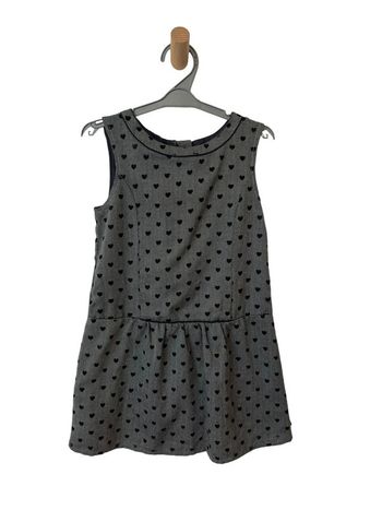 Robe d’hiver grise à chevrons et petits cœurs noirs - Okaïdi 8 ans (128cm)