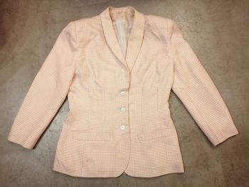 Veste blazer vichy saumon et blanc Taille 38/40 Faite par une couturière