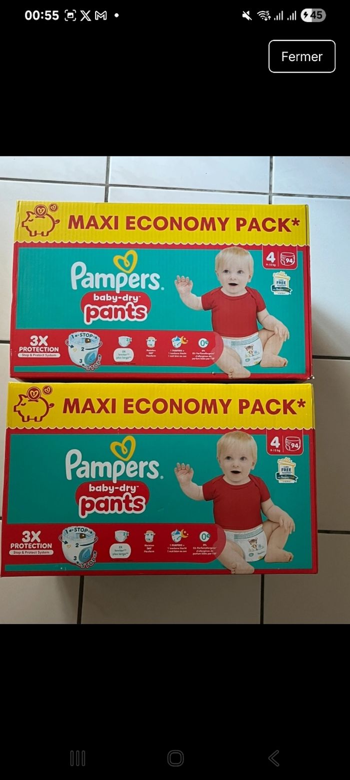 2 cartons couches pampers taille 4