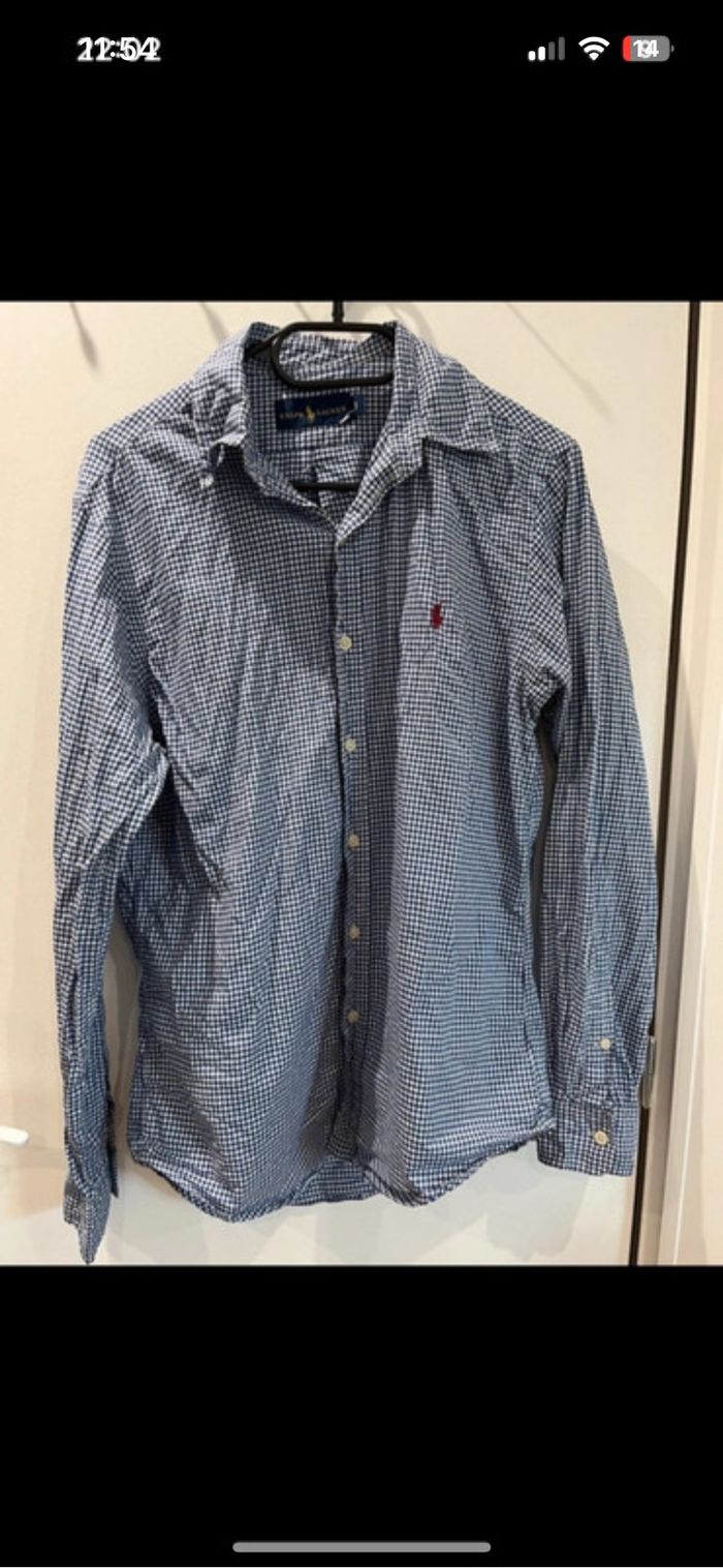 Chemise à carreaux bleu et blanc Ralph Lauren taille S - photo numéro 2