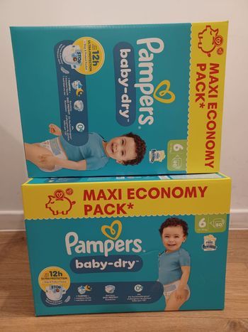 2 Maxi-Eco-Packs couches Pampers baby-dry Taille 6 - carton de 80 couches