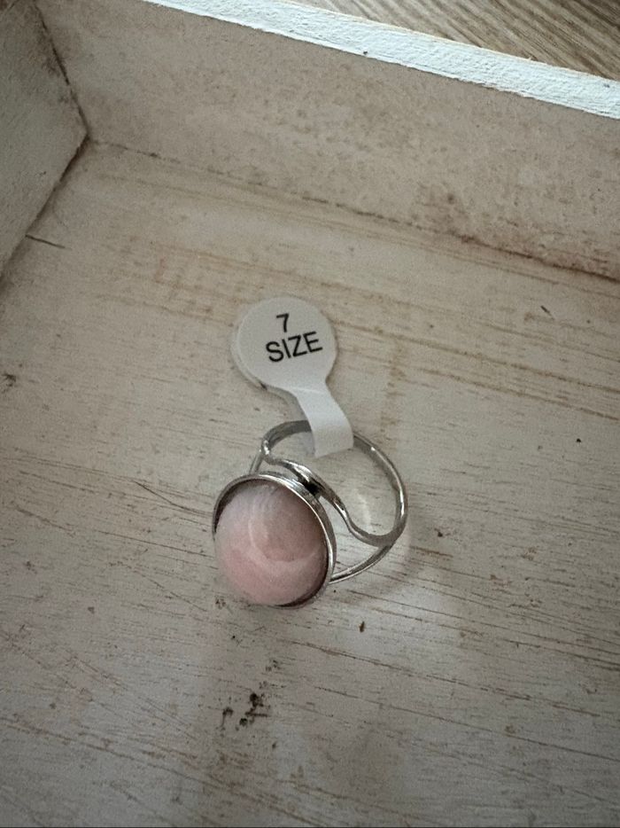 Bague argentée et rose T7 - photo numéro 4