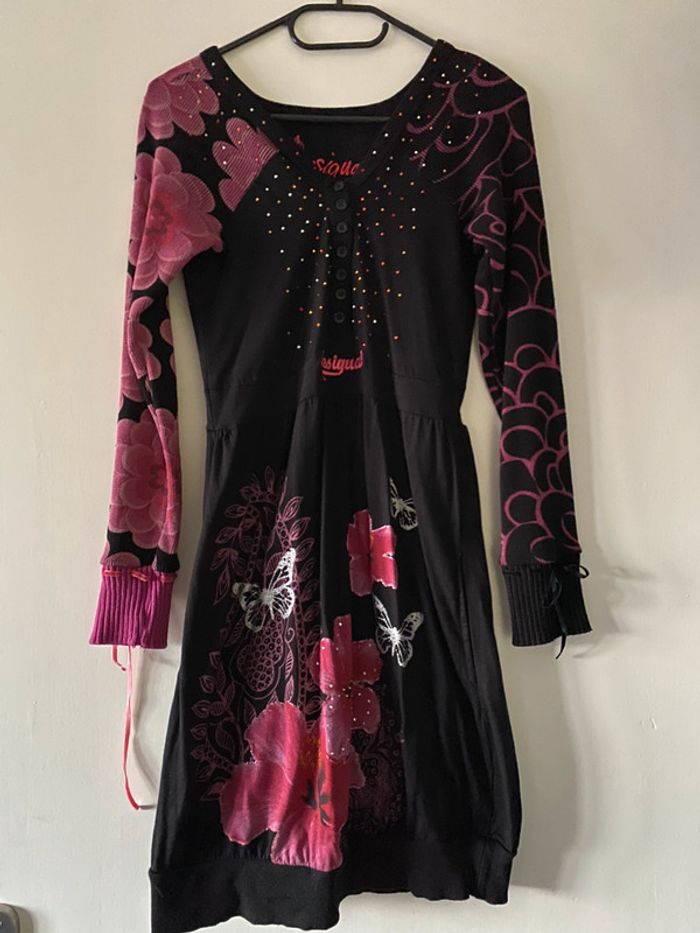 Robe noir/rose Desigual Taille M - photo numéro 4