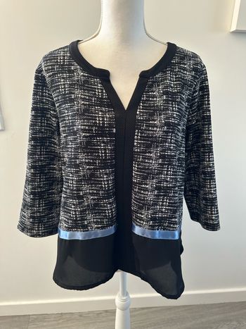 Blouse bariolée noire blanche et bleue Breal T38 M