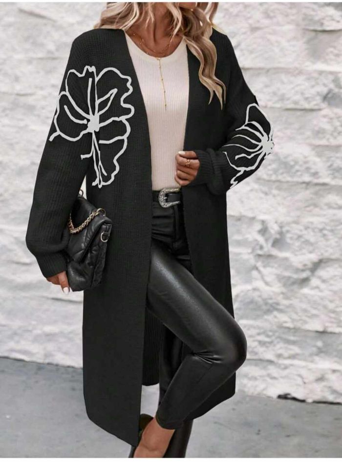 Cardigan long gilet maxi en grosses mailles pour femme - photo numéro 2