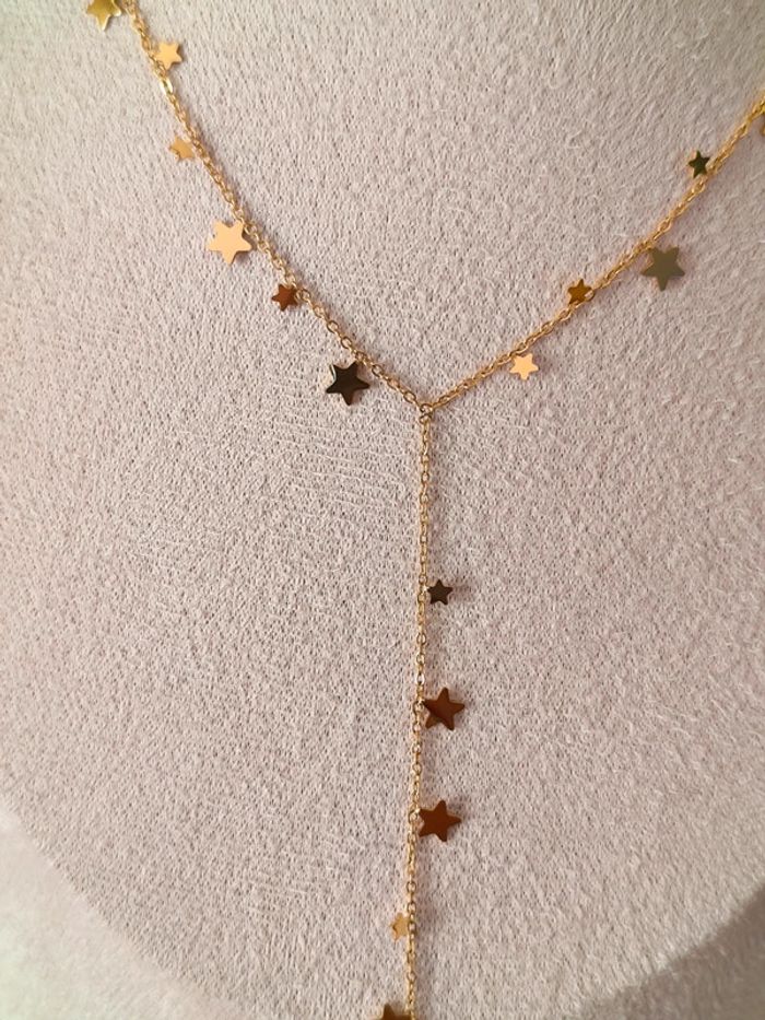 Pendentif doré en Y avec étoiles - photo numéro 7