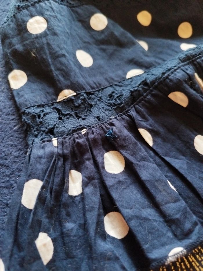 Top bleu marine femme pois vintage S/M y2k - photo numéro 15