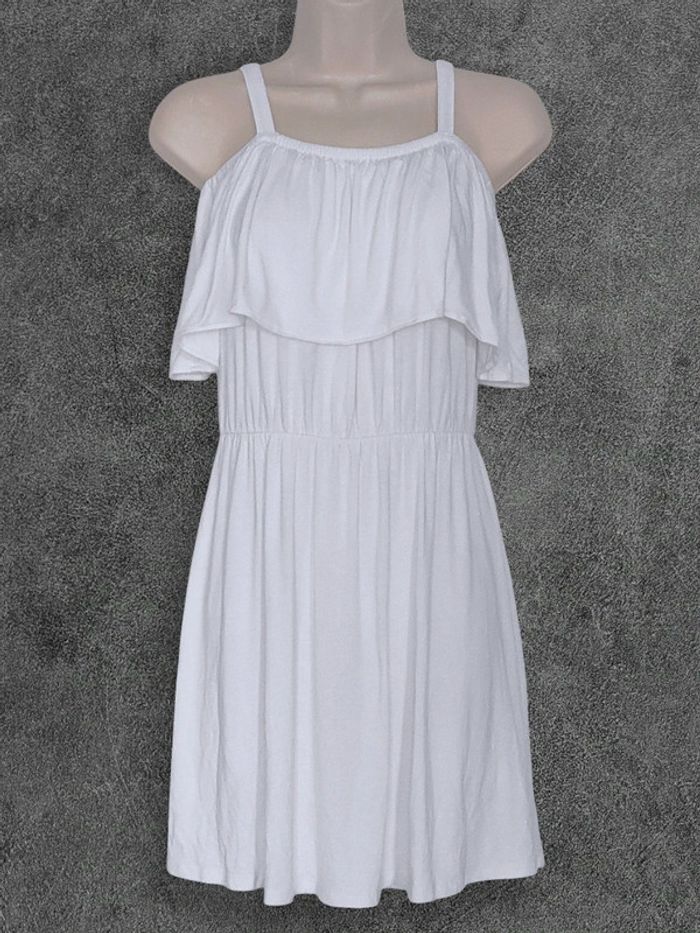 Robe patineuse épaule dénudé décolleté volant blanc - 36/S à 38/M - photo numéro 5