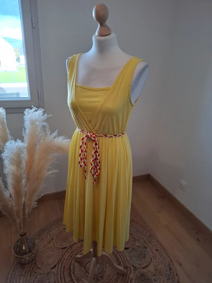 Robe jaune fluide avec ceinture Pomkin taille S 36 - photo numéro 7