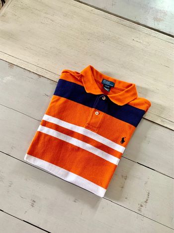 Polo Ralph Lauren orange bandes bleu blanc