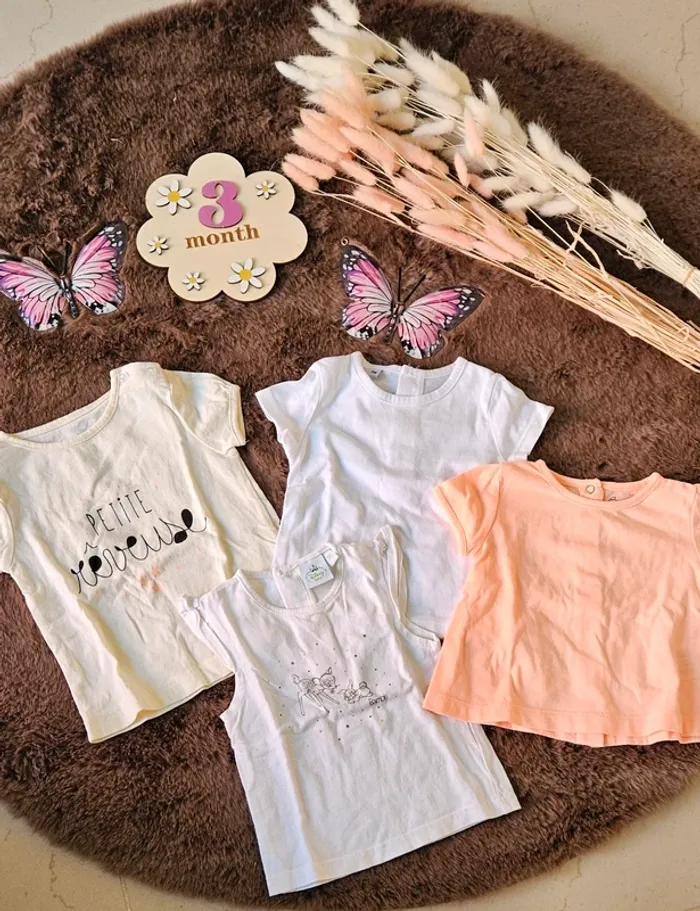Lot de 4 tee-shirt 3 mois été fille