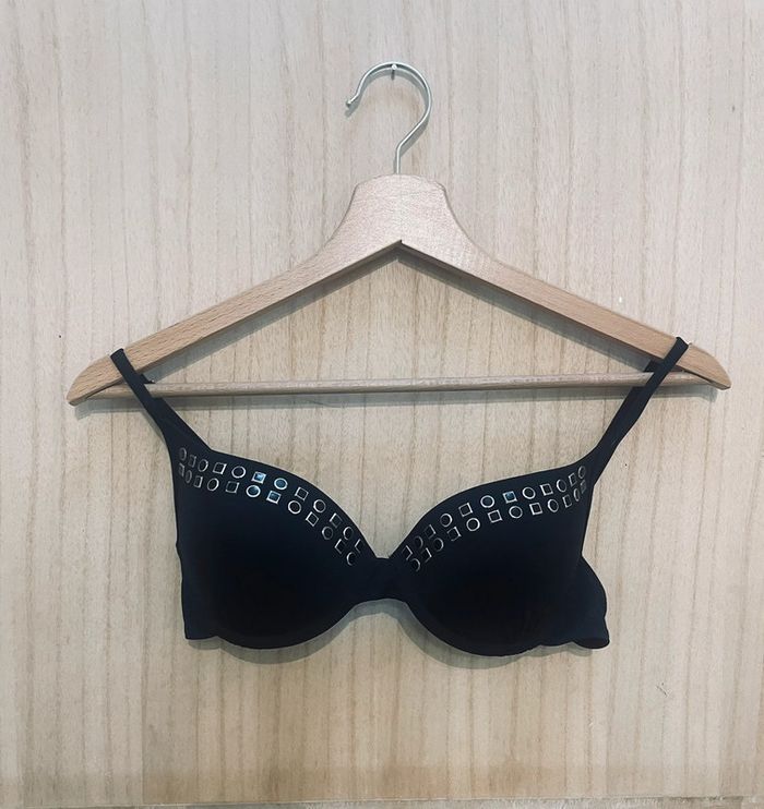 Haut de maillot de bain noir push-up avec détails métalliques - photo numéro 2