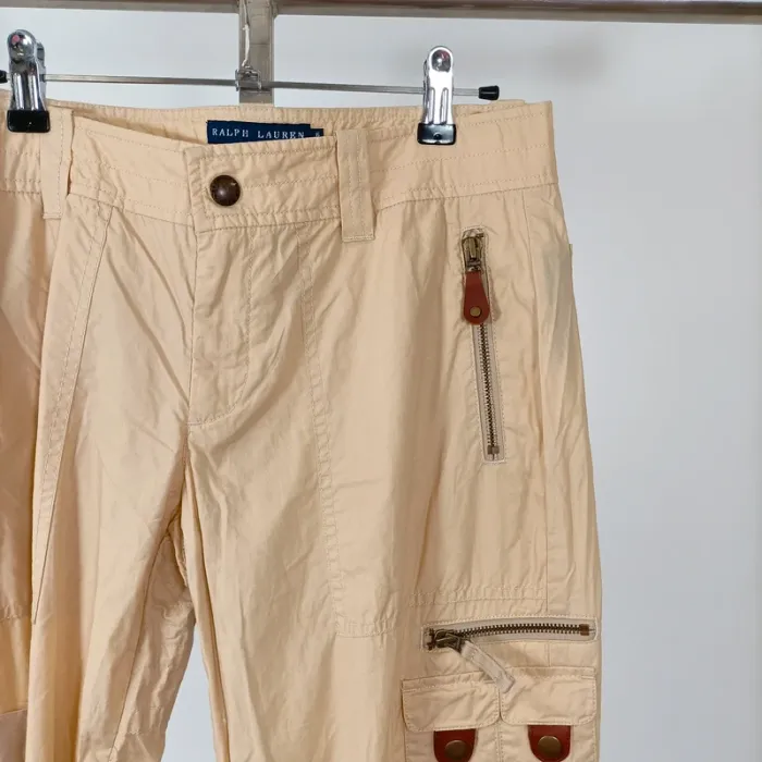 Pantalon cargo beige Ralph Lauren 100% coton - Taille 6 - Style utilitaire avec poches A593 - photo numéro 3