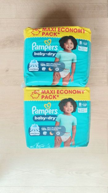 2 maxis economy packs Pampers baby dry taille 8