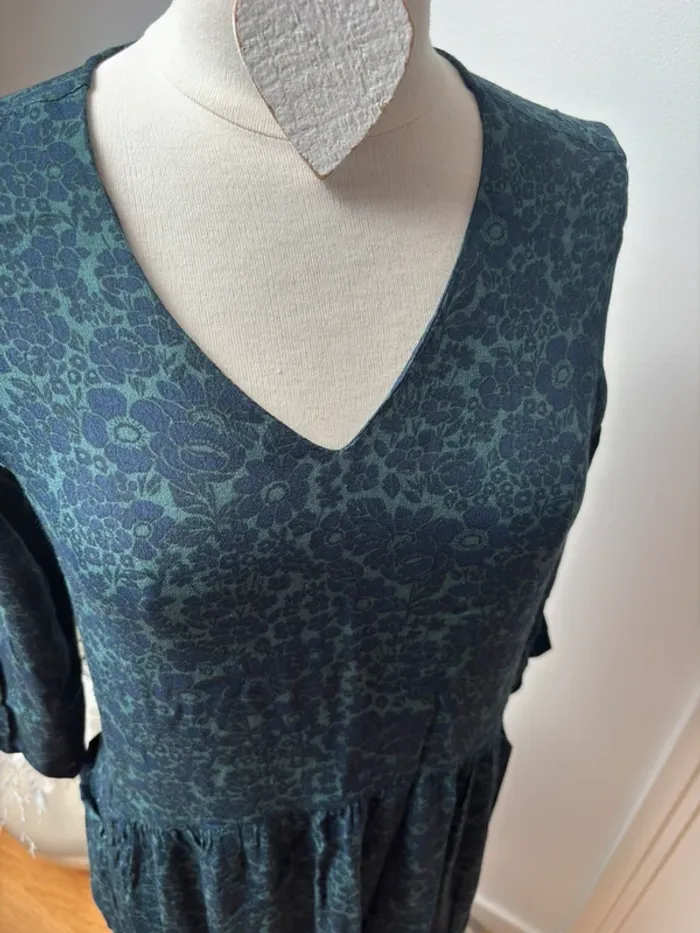 💙 Robe Monoprix mi-longue bleu marine et vert – T36 - photo numéro 6