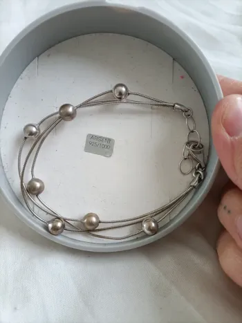 Bracelet argent perlé 3 tours