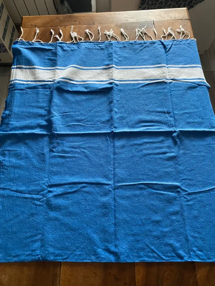 Fouta de plage Foutazur bleue - photo numéro 5