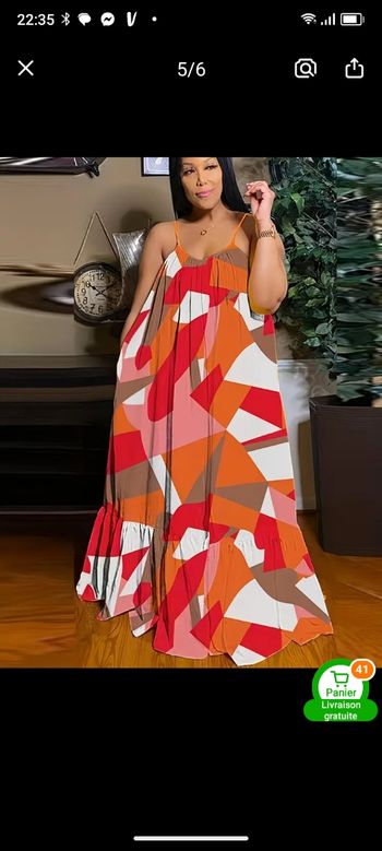 Robe 2xl 100%polyster a motif géométrique 