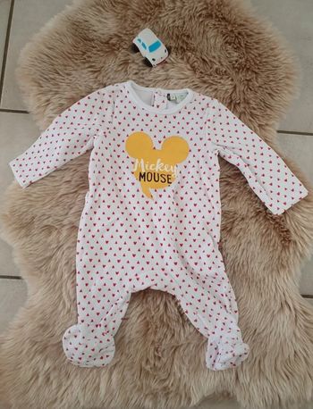 Pyjama chaud blanc Mickey 9 mois