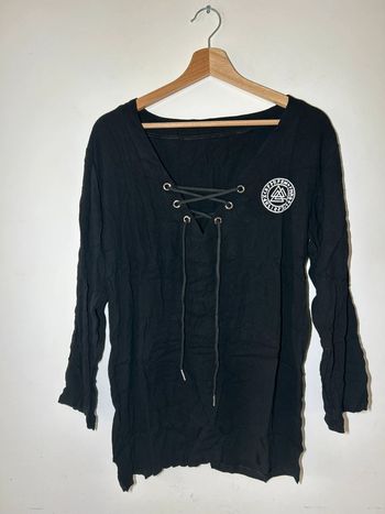 Haut noir style viking avec laçage – Taille M