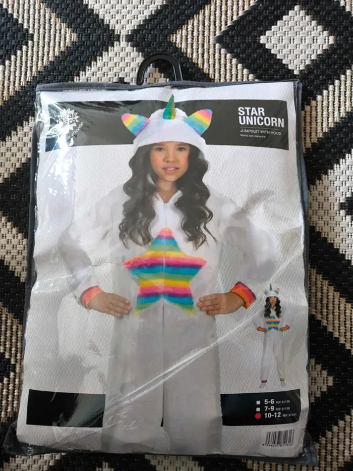 Déguisement enfant licorne étoile "Star Unicorn"  Combinaison avec capuche  taille 10-12ans neuf