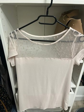 Blouse/t-shirt Naf Naf dentelle rose clair