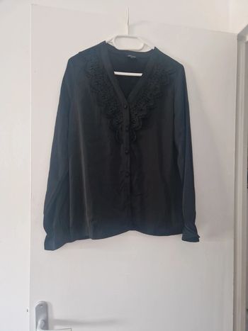 Chemisier noir femme a motifs brodés taille 38 TBE esmara