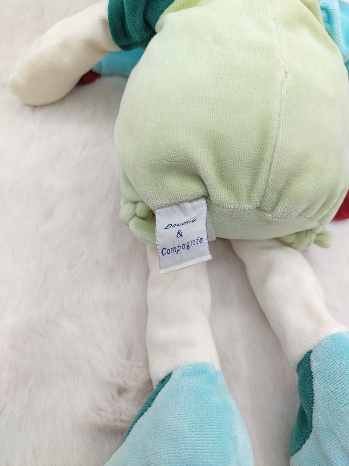 Ancien Doudou et Compagnie Peluche souris grand modèle Filousine écru vert bleu - photo numéro 6