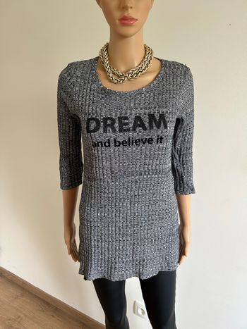 Pull gris et noir avec manches 3/4 Kiabi taille M TBE
