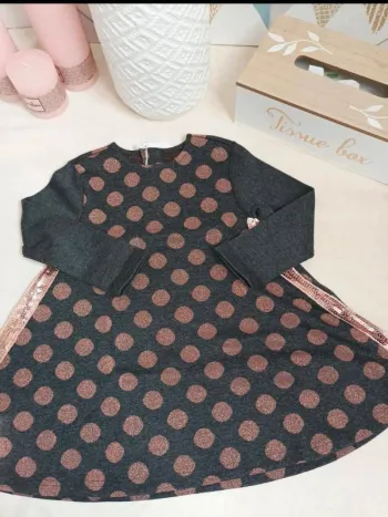 Magnifique robe pull gris et rose gold neuve avec étiquette Chicco fille 24 mois 92 cm