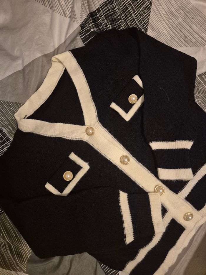 Cardigan Noir & Blanc créme - photo numéro 2