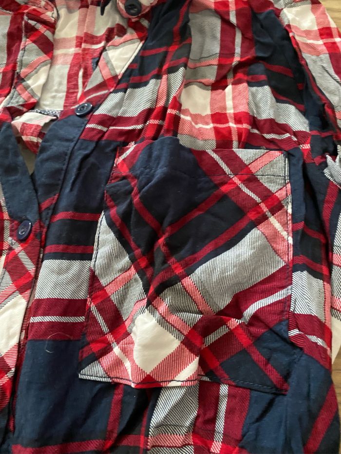 Chemise longue robe à carreaux bleu blanc rouge Ts - photo numéro 5