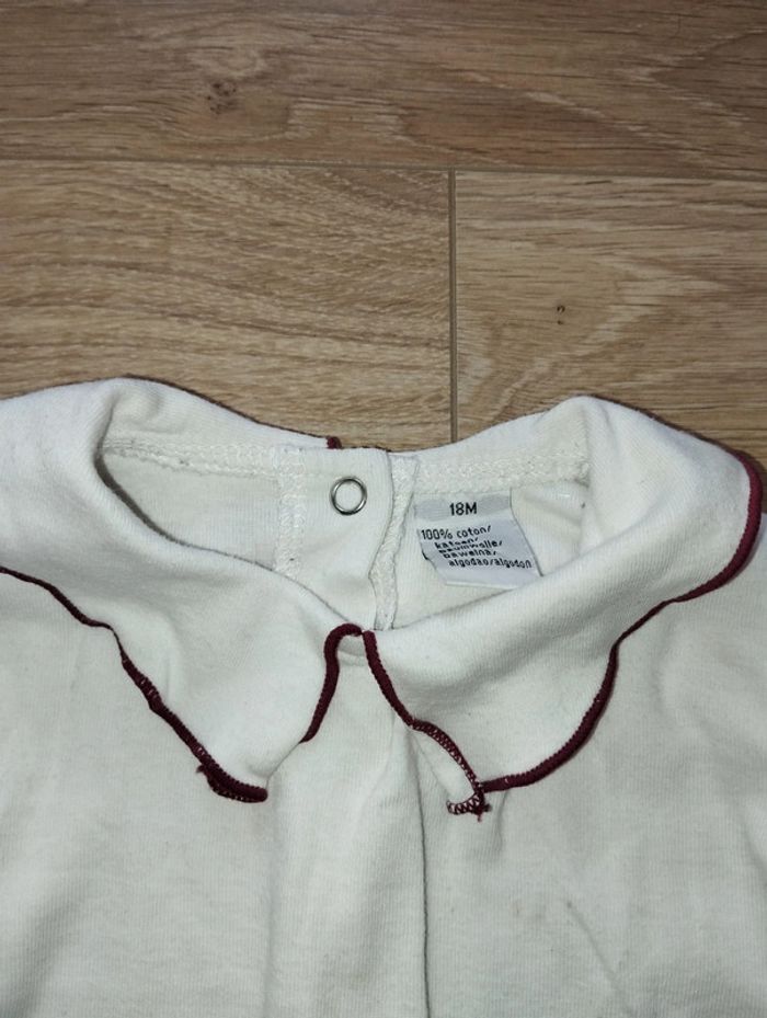 T-shirt manches longues mignon blanc froufrous rouges fille 18 mois - photo numéro 4