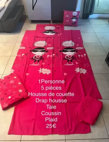 Parure de lit 5 pièces rose super Héroïne