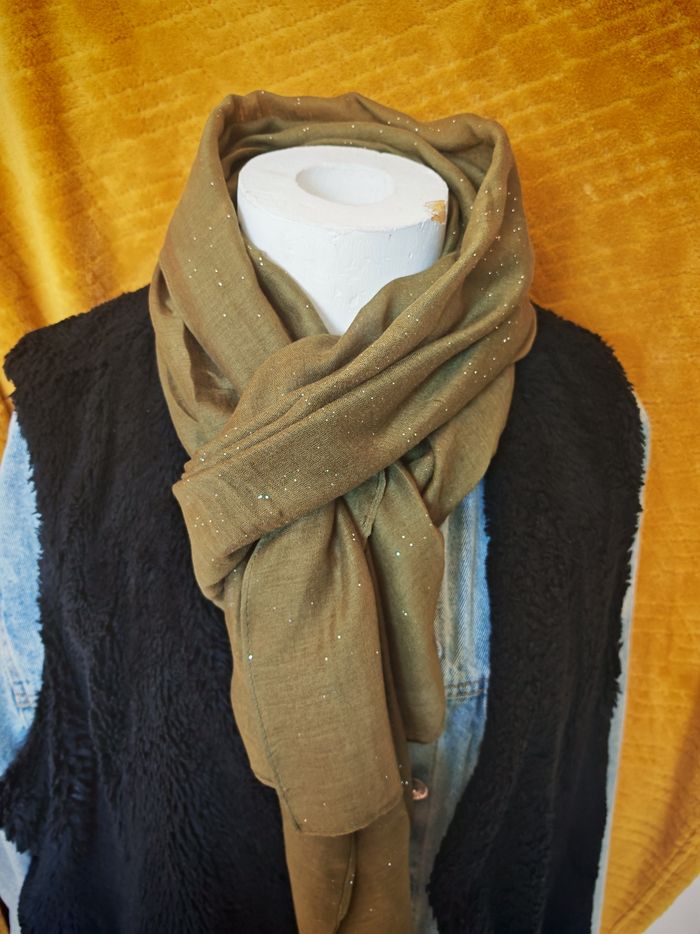 Écharpe paillettes - kaki