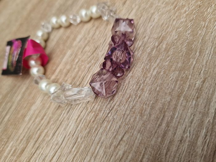 Bracelet Perles Blanches Nacrées Violet Transparent - photo numéro 7