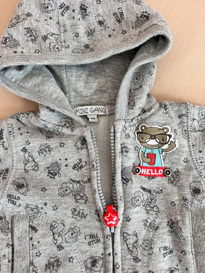 Sweat fermeture zip garçon ours 3 mois - photo numéro 4
