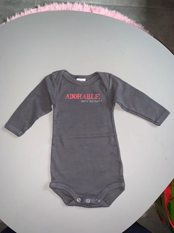 Body bébé garçon petit bateau Gris Visuel sérigraphie print rouge adorable