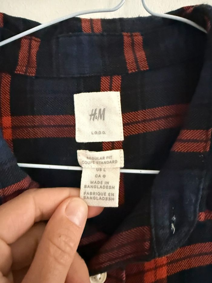 Chemise / Surchemise H & M coton flanelle taille L couleur marine & rouge - photo numéro 3