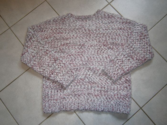Pull doux chiné blanc/rouge Taille 42 - photo numéro 7